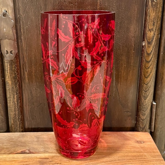 Lenox Other - Lenox Holiday Crimson 11” Glass Vase with Box